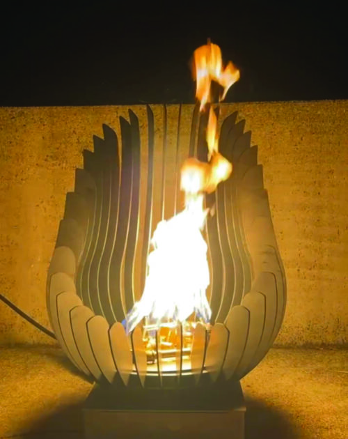 modern fire cascade flame night