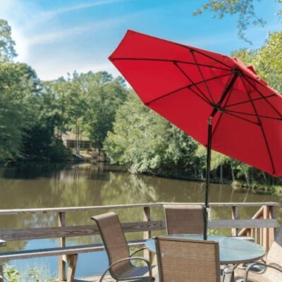 monterey fiberglass market umbrella red
